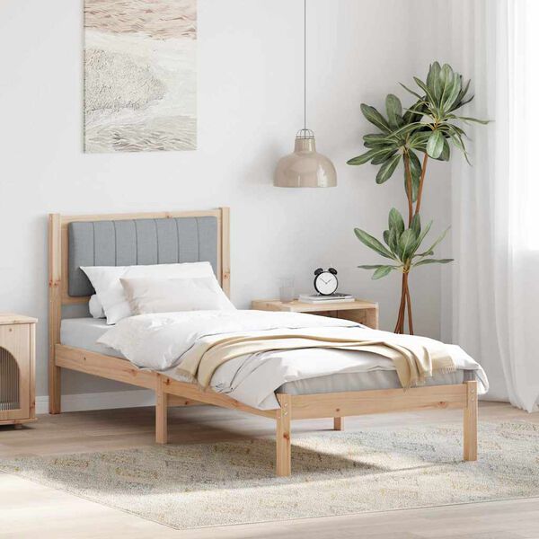 vidaXL Леглова рамка с тапицирана гръбна част Светлосиво 80 x 200 cm