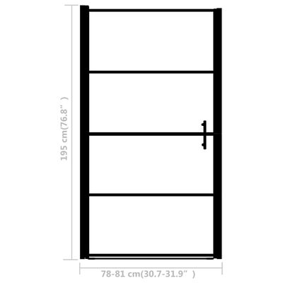 vidaXL Врата за душ, матирано закалено стъкло, 81x195 см, черна