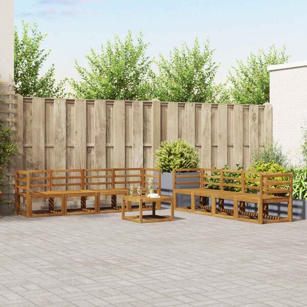 vidaXL Комплект дивани за открито 9 pcs Естествен