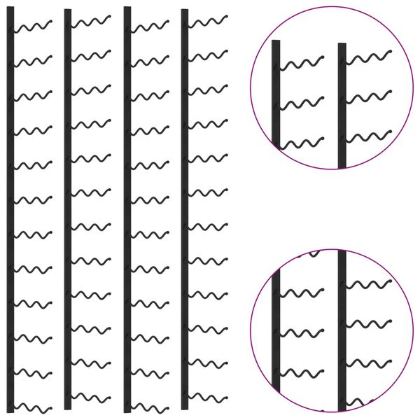 vidaXL Стойки за вино за 72 бутилки стенен монтаж 2 бр черни желязо