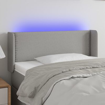 vidaXL LED горна табла за легло, светлосива, 103x16x78/88 см, плат