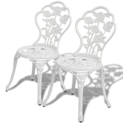 vidaXL Бистро столове, 2 бр, лят алуминий, бели