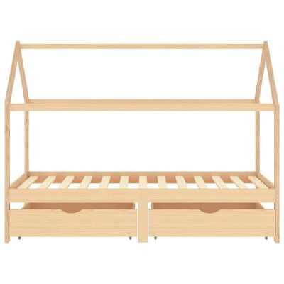 vidaXL Рамка за детско легло с чекмеджета, бор масив, 90х200 см