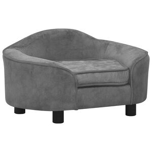 vidaXL Кучешки диван, сив, 67x47x36 см, плюш