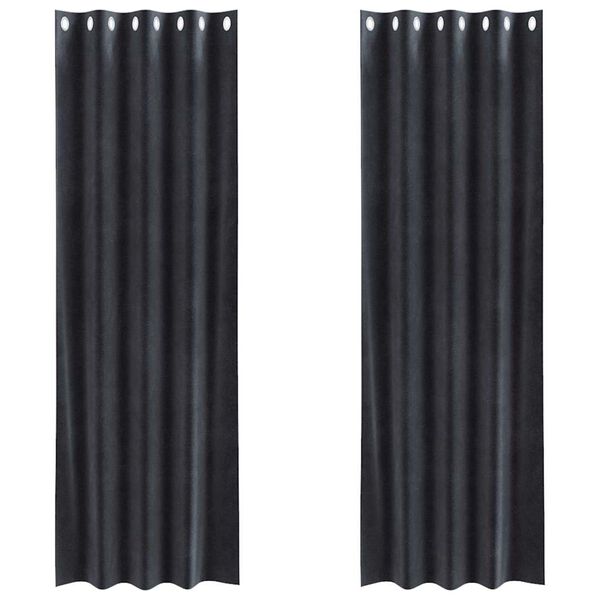 vidaXL Затъмняващи завеси 2 pcs Тъмен сив 140 x 260 cm Кадифе