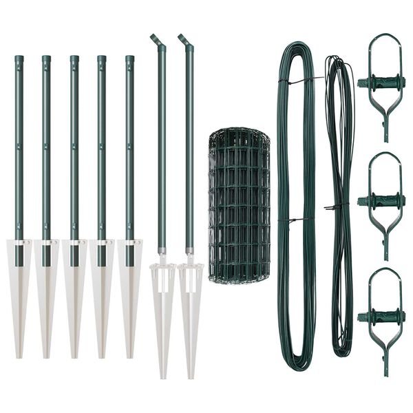 vidaXL Ограда с пост Зелен 0,8 x 10 m Стомана и PVC