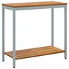 vidaXL Маса за открито със съхранение Естествен и сив 80 x 35 x 75 cm