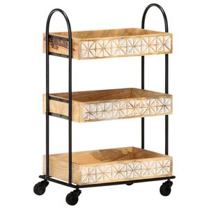 vidaXL Кухненска количка на 3 нива 46x30x76 см мангово дърво масив