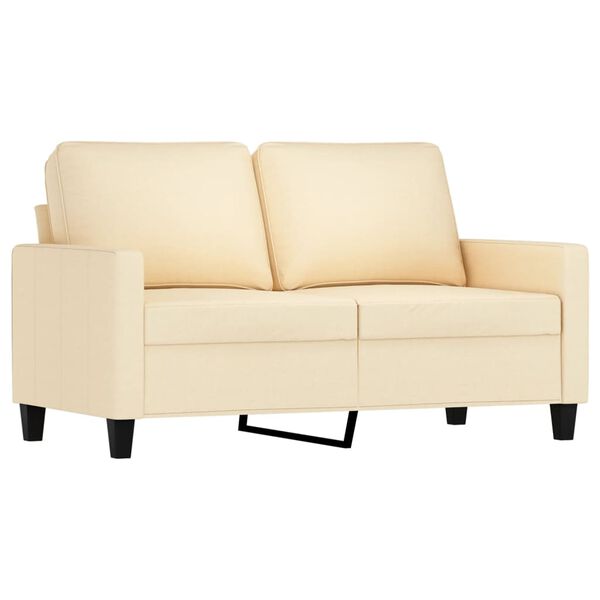 vidaXL Комплект дивани от 3 части с възглавници, кремав, плат