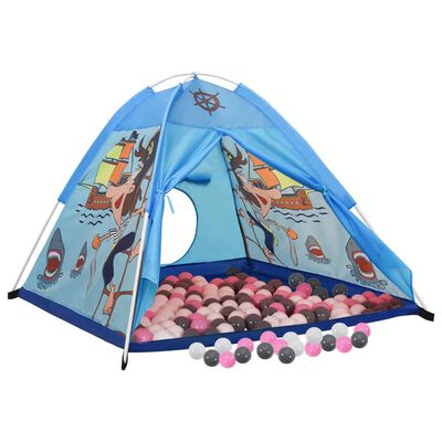 vidaXL Детска палатка за игра с 250 топки, синя, 120x120x90 см