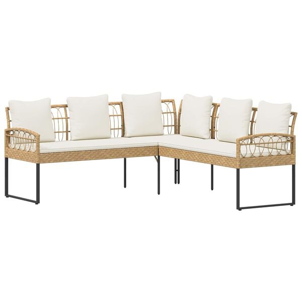 vidaXL Комплект градински дивани с възглавница 2 pcs Естествен Стомана