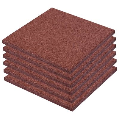 vidaXL Ударопоглъщащи каучукови плочи, 6 бр, 50x50x3 см, червени