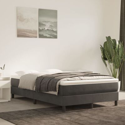 vidaXL Боксспринг легло с матрак, тъмносиво, 120x200 см, кадифе