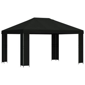 vidaXL Шатра 4 &times; 3 m Черно Полиестер и стомана 190 gsm