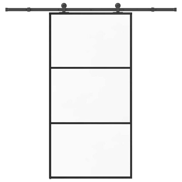 vidaXL Плъзгаща се врата с механизъм 102x205 см ESG стъкло и алуминий