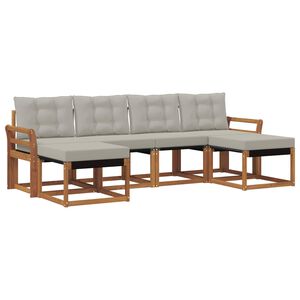 vidaXL Комплект дивани за открито 6 pcs Естествено и светло сиво
