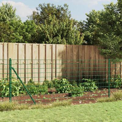 vidaXL Плетена оградна мрежа с шипове, зелена, 0,8x25 м