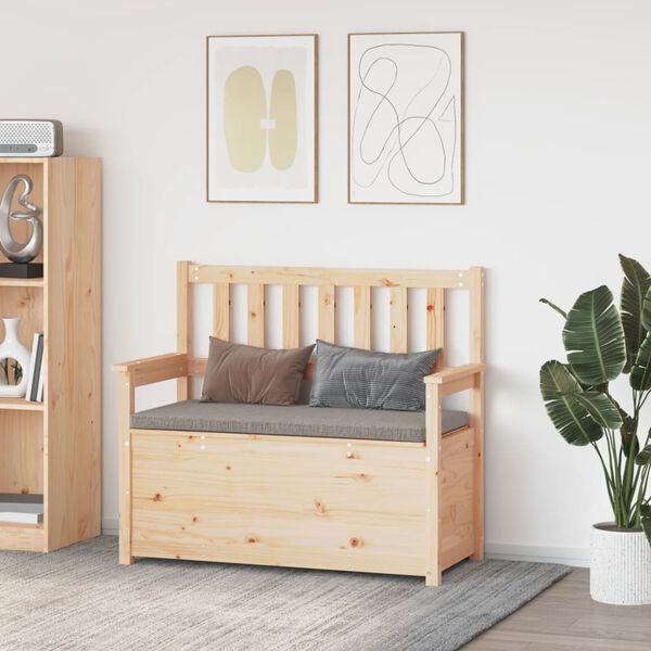 vidaXL Пейка, 112,5x51,5x96,5 см, бор масив