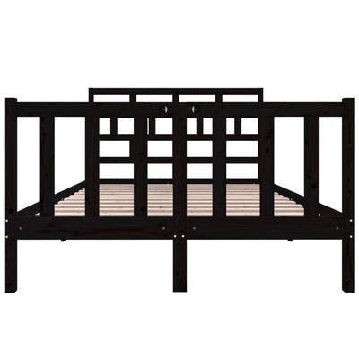 vidaXL Рамка за легло, черна, масивен бор, 140х190 см