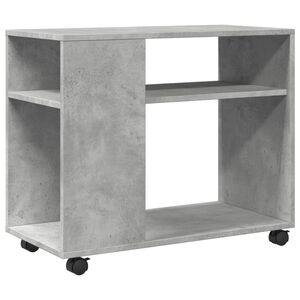 vidaXL Странична маса с колела бетонно сив 70x35x60 см инженерно дърво