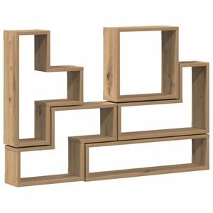 vidaXL Стенен рафт Монтиране на стена Дъб 96 x 12 x 64 см