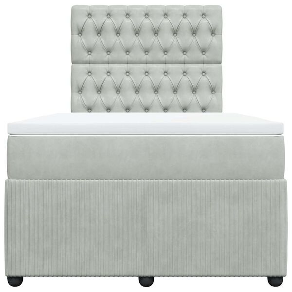 vidaXL Боксспринг легло с матрак, светлосиво, 120x200 см, кадифе