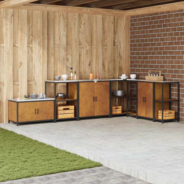 vidaXL Съхранение в кухнята с рафт Ръждясало 60 x 50 x 92 см Стомана