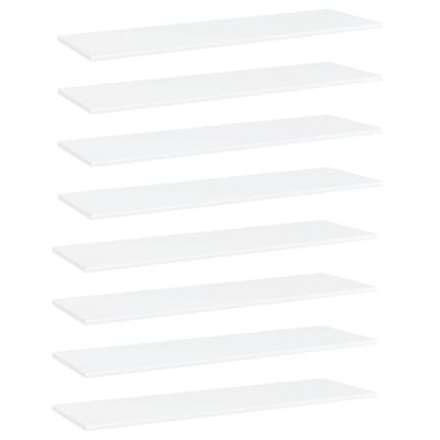 vidaXL Рафтове за етажерка, 8 бр, бели, 100x30x1,5 см, ПДЧ