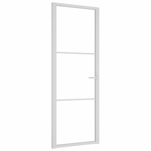 vidaXL Интериорна врата 76x201,5 см бяла ESG стъкло и алуминий