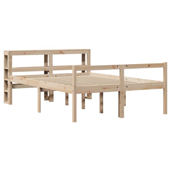 vidaXL Легло за възрастни с табла, 120x200 см, борово дърво масив