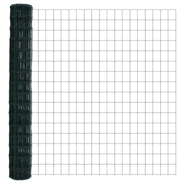 vidaXL Европейска ограда Зелен 1.5 x 10 m Желязо с PVC покритие