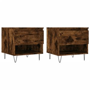 vidaXL Кафе маси, 2 бр, опушен дъб, 50x46x50 см, инженерно дърво