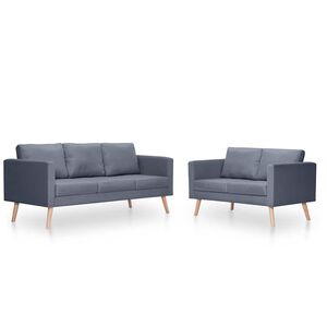vidaXL Комплект дивани, 2- и 3- местен, тапицерия от плат, тъмносив