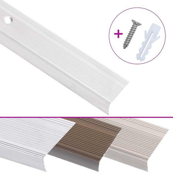 vidaXL Ръбове за стъпала Г-образни 15 бр алуминий 100 см сребристи