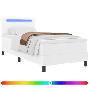 vidaXL Легло с пружинирана основа с матрак Бяло 90 x 190 cm Изкуствена