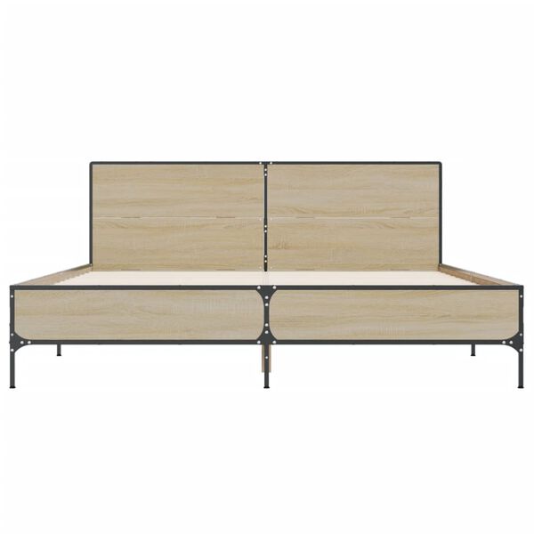 vidaXL Рамка за легло, дъб сонома, 120x190 см, инженерно дърво и метал