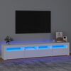 vidaXL ТВ шкаф с LED осветление, бял, 210x35x40 см