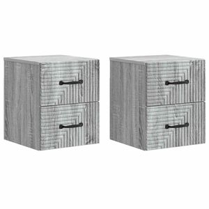 vidaXL Спален шкаф с монтаж на стена с чекмедже 2 pcs Сива сонома