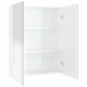vidaXL Шкаф с огледало за баня, 60x15x75 см, МДФ, бял гланц