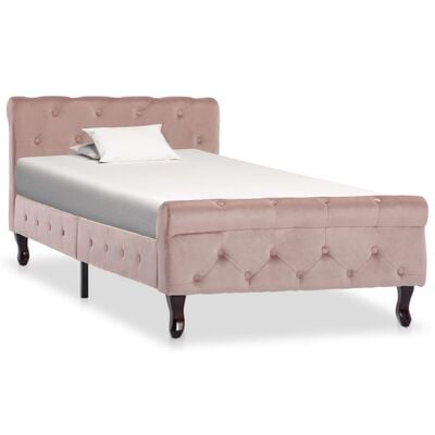 vidaXL Рамка за легло, розова, кадифе, 90x200 см
