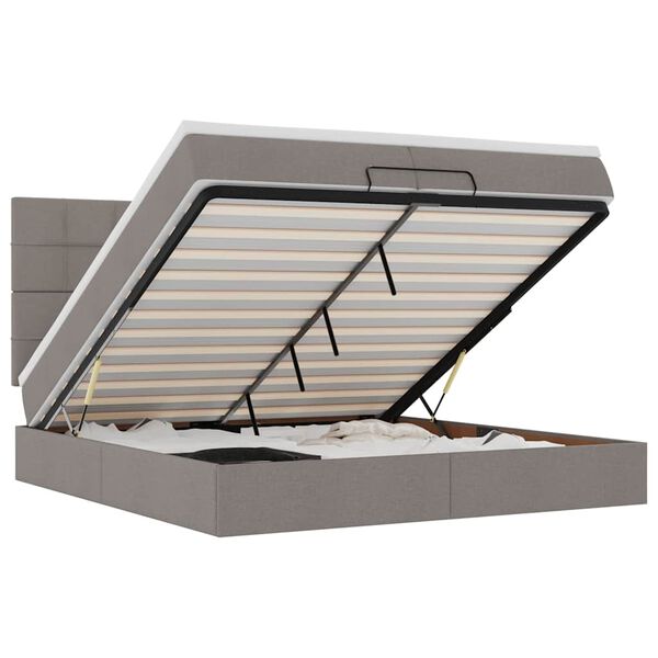 vidaXL Османска легло с матраци, таупе, 200x200 см, плат