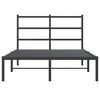 vidaXL Метална рамка за легло с горна табла, черна, 120x190 см