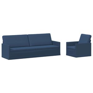 vidaXL Комплект дивани 2 pcs Синьо Текстил