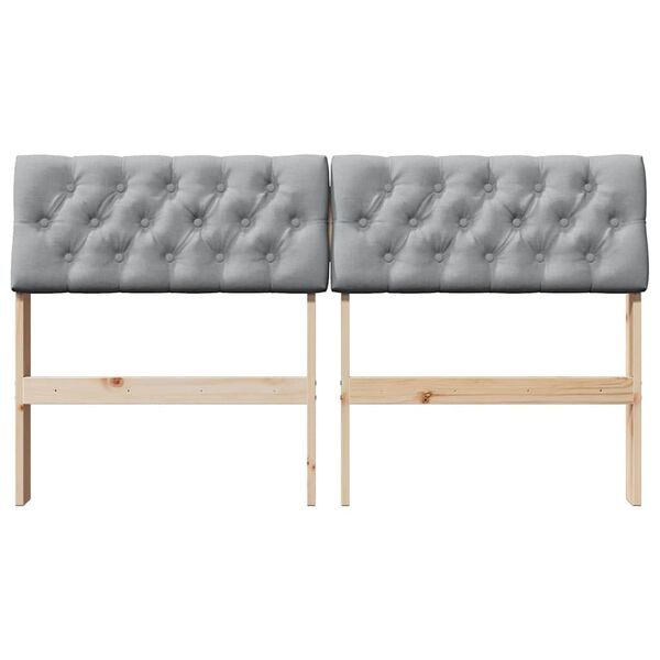 vidaXL Тапицирана табла Светлосиво 150 cm Солидно борово дърво