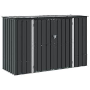 vidaXL Кутия за съхранение в градината Черно 214 x 82 x 132 см Стомана