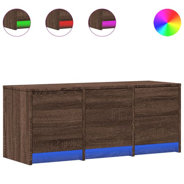 vidaXL ТВ шкаф с LED, кафяв дъб, 97x34x40 см, инженерно дърво