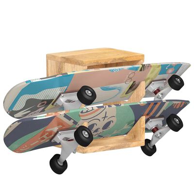 vidaXL Стенна стойка за скейтборд, 25x20x30 см, манго масив