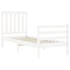 vidaXL Рамка за легло с табла бяла Small Single дърво масив