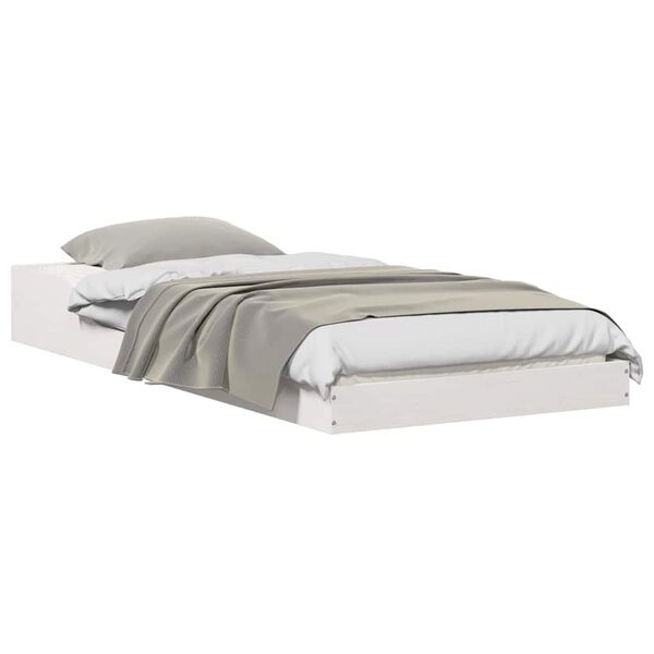 vidaXL Рамка за легло Бяло 90 x 190 cm Солидно борово дърво