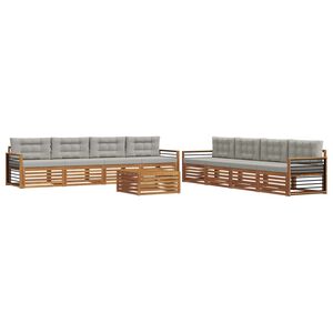 vidaXL Комплект дивани за открито 9 pcs Естествено и светло сиво